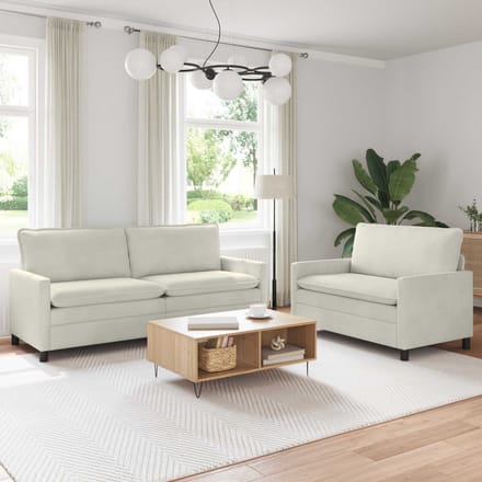 vidaXL - Bankstel - 2 - st - Crèmekleurig - Fluweel
