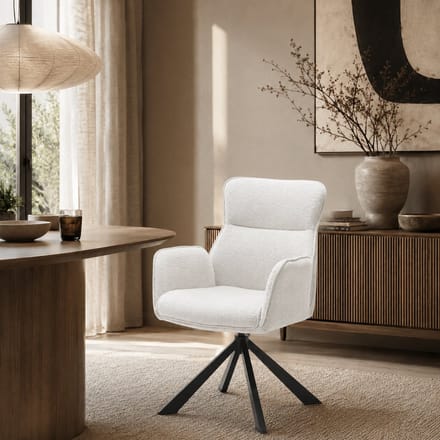 Eetkamerstoel Sophie - 360° draaibaar - Auto return - Stof - Ivory