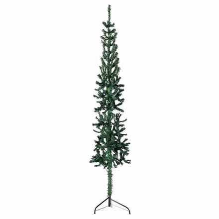 vidaXL - Kunstkerstboom - half - met - standaard - smal - 210 - cm - groen