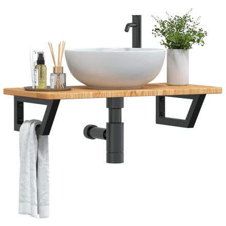 vidaXL - Badkamer - wandschap - staal - en - massief - eikenhout