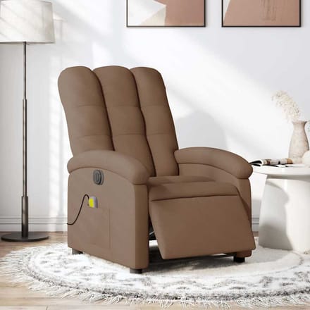 vidaXL - Massagestoel - elektrisch - verstelbaar - stof - bruin