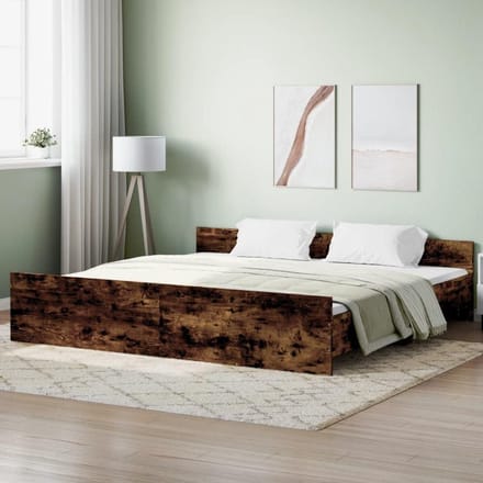 Bedframe met hoofdbord - Slaapkamermeubel - Betere nachtrust - Functioneel hoofdeinde - 200 x 200 cm - Gerookt eiken