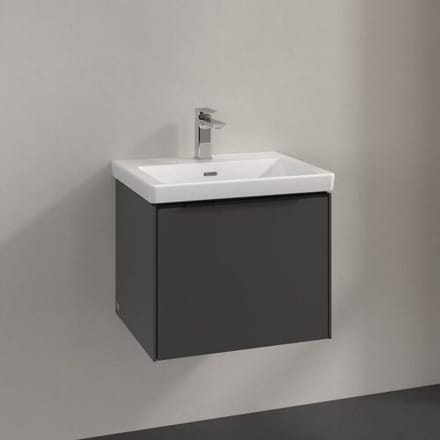 Villeroy & Boch Subway 3.0 vanity unit 52.3 cm, 1 drawer, volcano black handle C57901VR