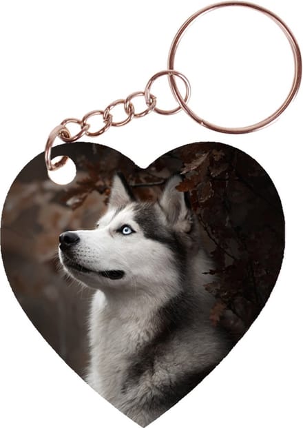 Sleutelhanger hartje 5x5cm - Husky