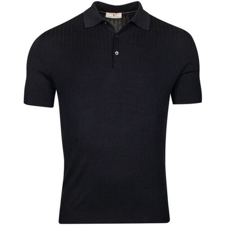 Thomas Maine Fine Rib-Knit Pullover Poloshirt Navy / male