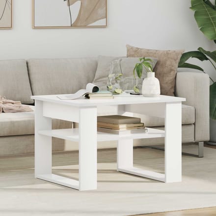 vidaXL - Salontafel - Wit - 64 - x - 54 - x - 44 - cm - Bewerkt - hout