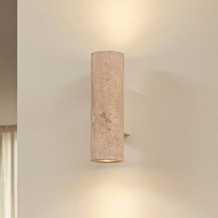 Lucande - wandlamp - 2lichts - Travertijn - H: 23 cm - GU10 - beige