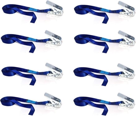 8x JUMBO blauwe medium duty eindloze spanband 5 m 25mm 600KG TUV gecertificeerd, conform EN-12195-2