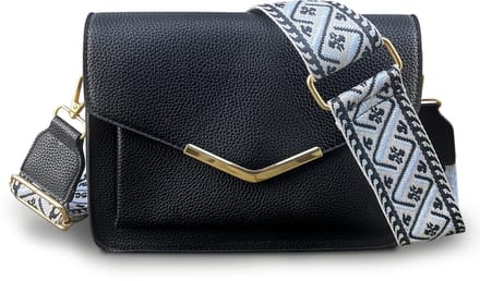 THL Design - Kleine Dames schoudertas - Bag Strap - Brede Band - Zwart