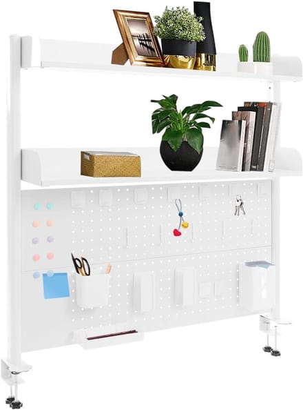 Bureaurek Verstelbaar - Bureau Organizer - Bureau Opruimen - Met Prikbord - 100 x 95 x 12.5 cm - Wit