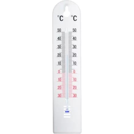 Nature Thermometer - binnen/ buiten - wit - kunststof 5 x 20 cm - Buitenthemometers