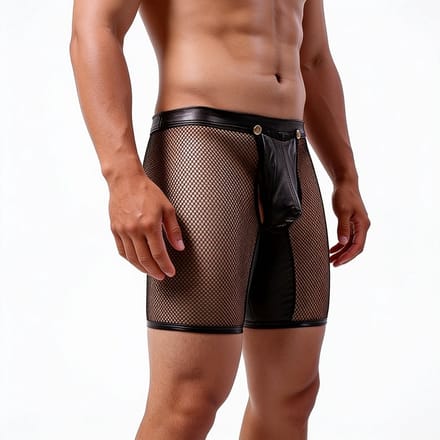 Heren Lingerie - Onderbroek - Open Kont Ondergoed - PU Leer