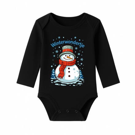 Romper Baby Kerst – Winterwondertje – Zwart – Lange mouw – Maat 86/92