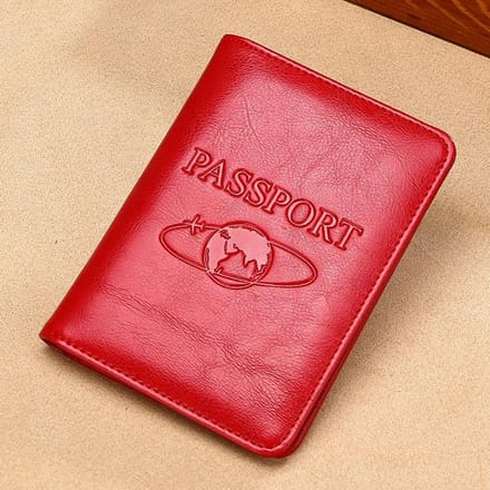 Echt Leren Paspoorthouder - RFID-blokkerende Reisportemonnee voor Paspoort & Tickets, Multifunctionele Documentenhoes pink
