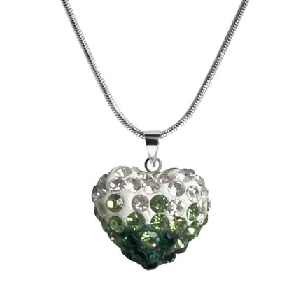 Fako Bijoux® - Ketting - Disco Dots - Hart Duo - Groen