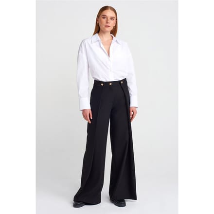 Dames Hoge Taille Wijde Pijpen Crepe Broek