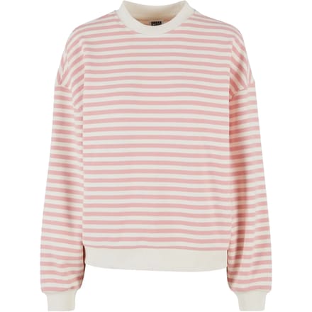 Urban Classics - Oversized Striped Crewneck sweater/trui - M - Roze/Beige