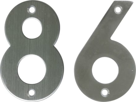 AMIG Huisnummer 86 - massief Inox RVS - 10cm - incl. bijpassende schroeven - zilver