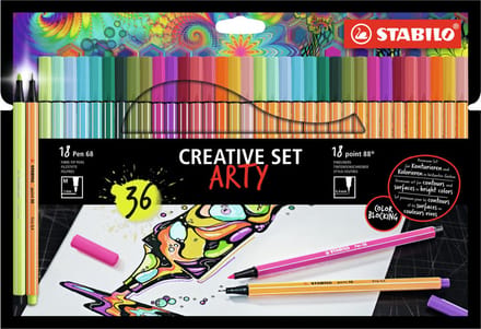 STABILO ARTY Creative Set - Set Pen 68 & Point 88 - Combi Arty Etui Met 36 Stuks
