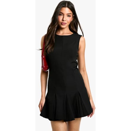 boohoo Dames Box Pleat Tailored Mini Dress | Black | Maat: 14