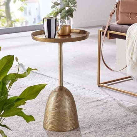 Wohnling Ronde bijzettafel goudkleurig 33 cm