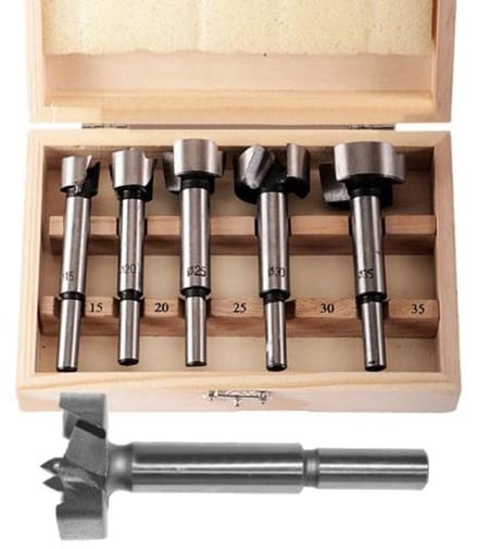 Awtools Serie - Forstner Boren Set - 15-20-25-30-35mm - 8mm Schacht - Hardmetalen Bladen