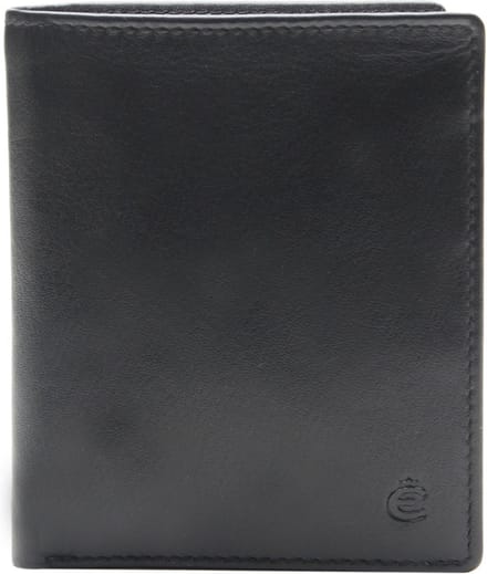 Esquire Leren Portemonnee Compact Wallet Black Zwart