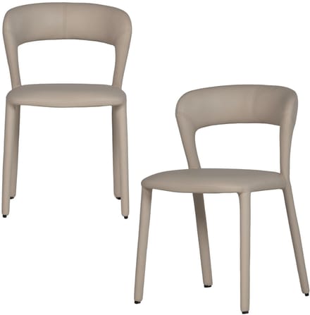 WOOOD Noble Eetkamerstoelen - Leerlook - Beige - Set van 2
