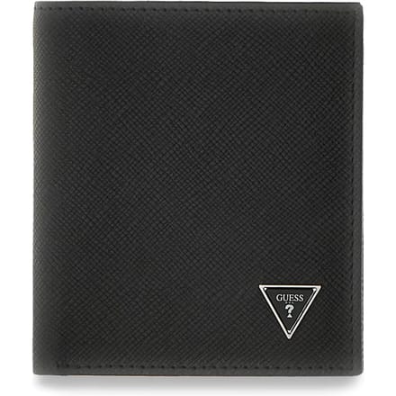 GUESS Leren portemonnee Milano Bifold Wallet Black donkergrijs