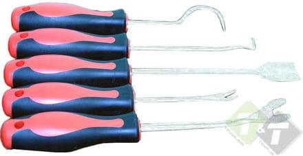Schraap en haak set, 5 delig, 4 haken, 1 schraper