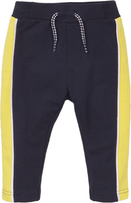 Dirkje - Joggingbroek jongens - Blauw met gele bies - Maat 56