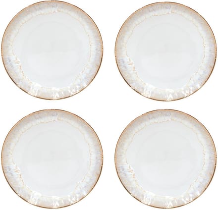 Costa Nova Dinerbord Taormina wit met gouden rand 27 cm - set van 4