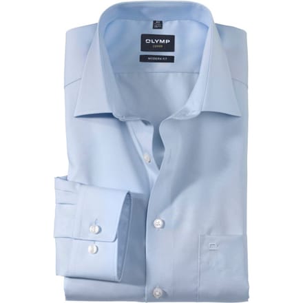 OLYMP Luxor modern fit overhemd - popeline - blauw - Strijkvrij - Boordmaat: 37