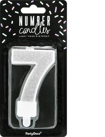 PartyDeco Verjaardag Kaars Nummer 7 - Zilver