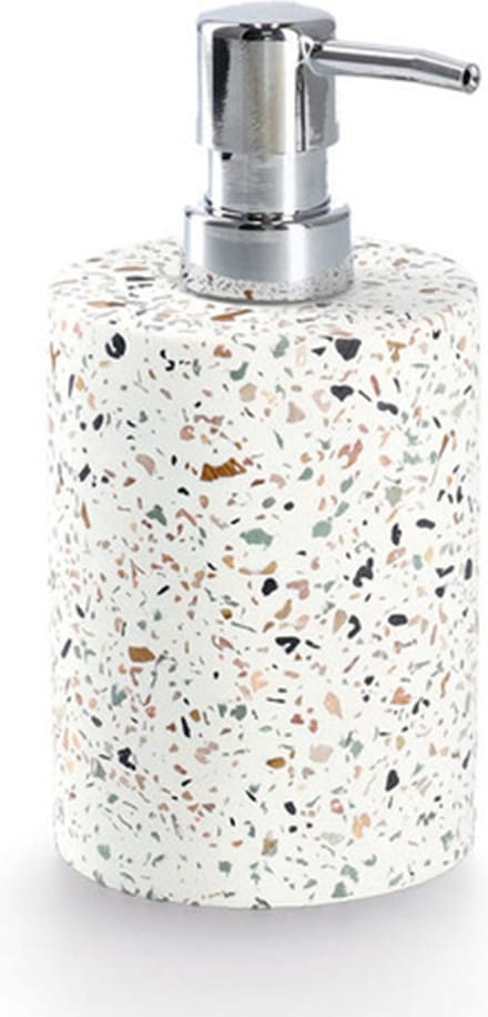 Zeller Luxe zeeppompje/dispenser - wit - Terrazzo design - keramiek - 16 x 8 cm - 250 ml - badkamer