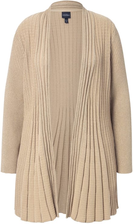 Ulla Popken - Dames - Vest metallic effect sjaalkraag lange mouwen - Goud - Maat 46+