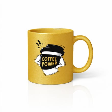 Coffee Power Grappige Motiverende Mok – Stoere Koffiebeker Ontwerp – 330ml