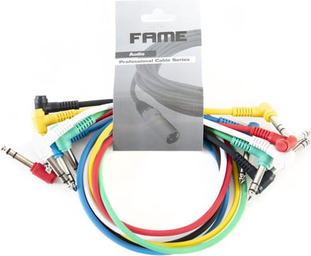 MUSIC STORE Patchkabel,0,6m, stereo,hoek 6er-pakket, kleuren - Stereo patch kabel