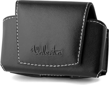 Valenta zwarte compact Riemclip cameratas 'Marbella' Medium Leer