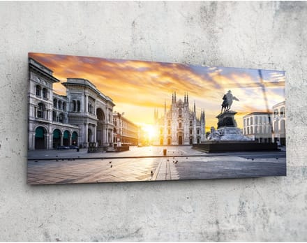 Panorama Glasschilderij - Middeleeuwen - Wanddecoratie - 92 x 36 cm