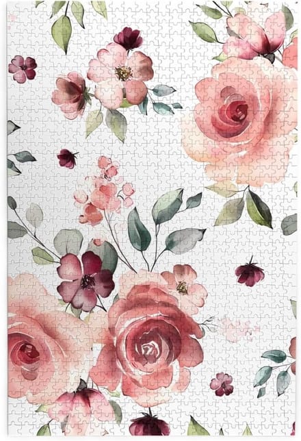 Bloemen Puzzel - Houten Legpuzzel - Ontspanning Thuis - 1000 Stukjes - 75 x 50 cm - Wit