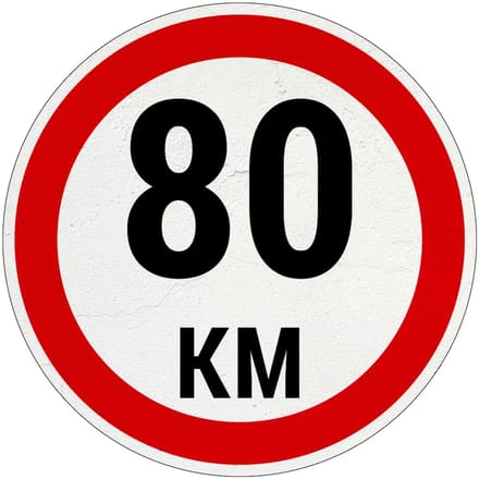 80 km bord | Sign Again materiaal | 30 cm