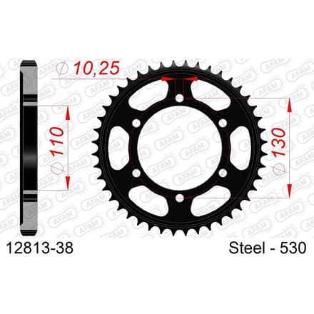 Stalen tandwiel Afam 530 38 dents