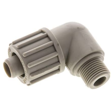 16x10mm & G3/8'' PP L-Vorm Knelfitting Buitendraad 10bar Kunststof en Polyamide