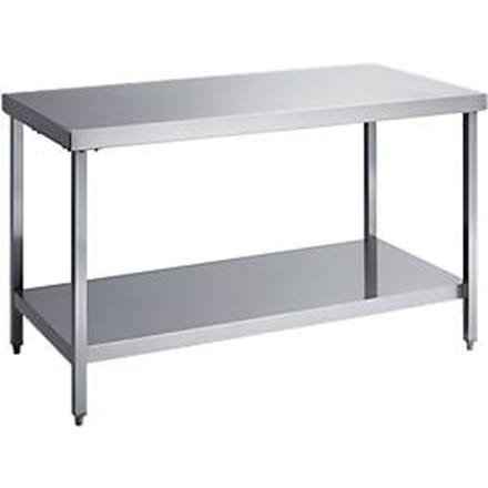 Werktafel van rvs, met legbord, 1800 x 600 x 850 mm