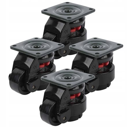Nivellette wielen met spindel M10, 4x 125kg per wiel, nylon