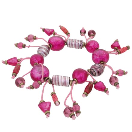 Behave – Armband – Fuchsia – Goudkleurig – Statement sieraden – Handgemaakt – Glaskralen