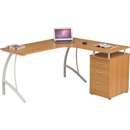 Piranha REGAL Hoekbureau Computerbureau – Eikenhout – 2 Lades & Omkeerbaar