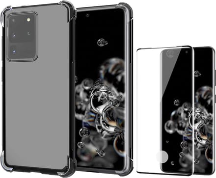 Hoesje geschikt voor Samsung Galaxy S20 Ultra - Transparant Shock Proof Siliconen Case + Screenprotector Full