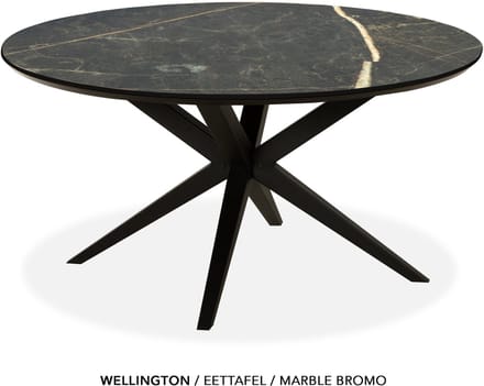 Maxfurn - Eettafel rond met verjongde rand | Zeer krasvast | Kleur: Marble bromo | diameter 120cm